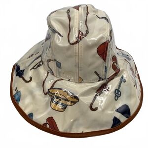 Tory Burch Cream Brown PVC Hat | One Size Regular
